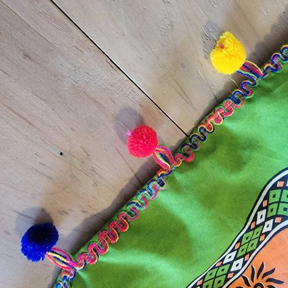 NWT Colorful Wrap Scarf Elephant Made In India Colorful‎ Fringe With Pocket NEW